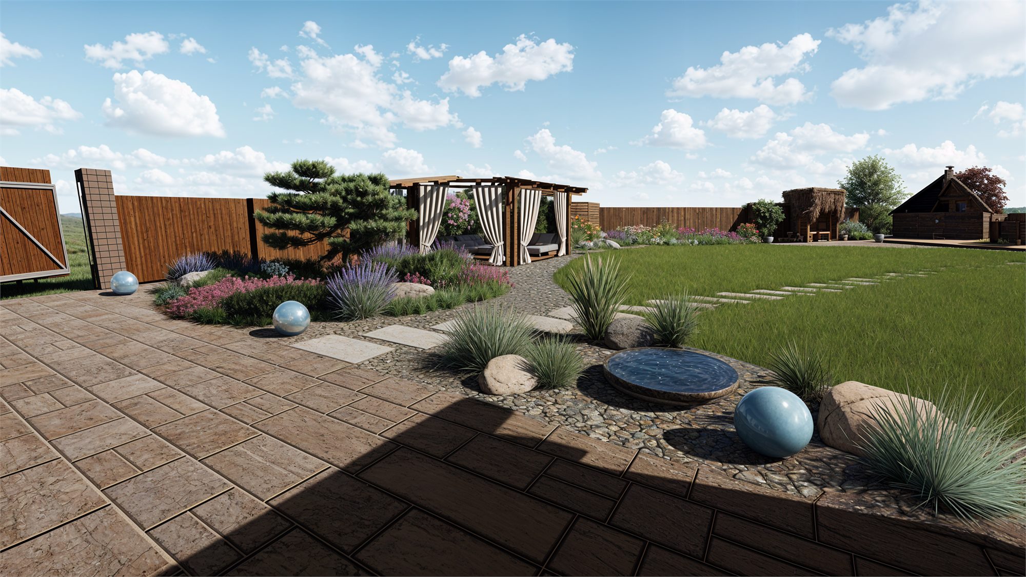 Беседка и посадки в проекте Тёплая встреча